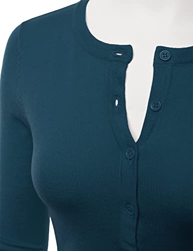 LALABEE Women's 3/4 Sleeve Crewneck Button Down Knit Sweater Cardigan (S~3XL)4