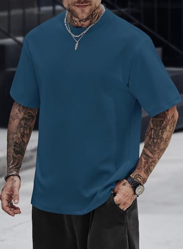 Image of Herberton Mens Oversized T-Shirts Heavyweight Cotton Stretch Fashion Thick Tee Tops (S-3XL)