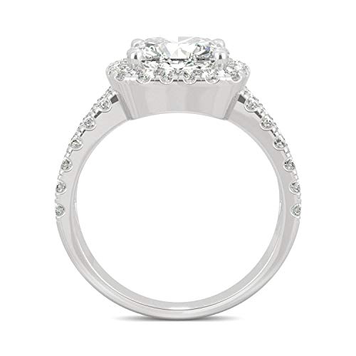Charles & Colvard Created Moissanite 9Mm Cushion Cut Engagement Ring For Women | 4.24 Cttw Dew | Lab Grown | Solid 14K White Gold With Rhodium | Size 7 #TOP2