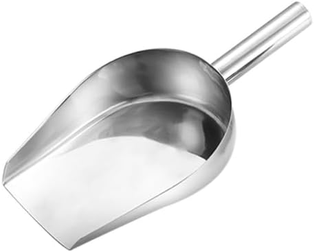 Stainless Steel Ice Scoop - Large Metal Ice Scooper for Ice Maker, Flat Bottom Shovel for Pet Food, Dog & Cat Treats, Versatile Kitchen Tool