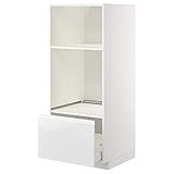  METOD/MAXIMERA cabina alta para horno/micro con cajón 60x62.1x148 cm blanco/Voxtorp alto brillo/blanco