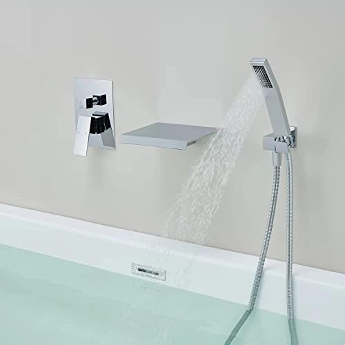 Mitigeur baignoire cascade eau chaude froide avec douchette à main chrome - 7