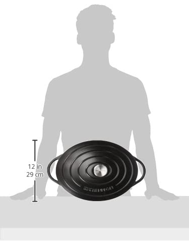 Foto von Küchenprofi Bratentopf PROVENCE oval emailliertes Gusseisen mit Deckel schwarz, für alle Herdarten und Induktion, energiesparend, aromaschonend - Fassungsvermögen: 7l, Durchmesser: 33 cm, 402001033