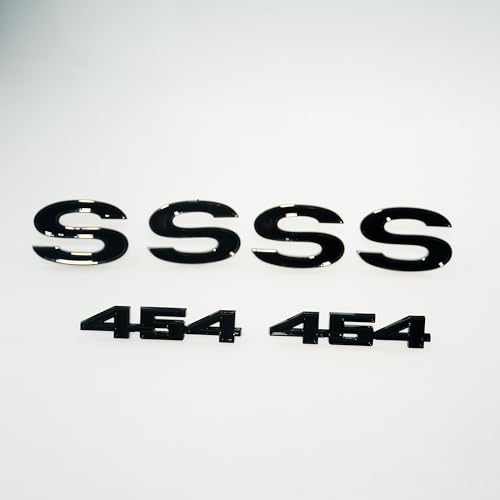 Image of 6Pcs Set SS 454 Fender Emblem 3D Tape Badge Sticker Nameplate Letter Replacement for 1970 1971 1972 El Camino Malibu (Gloss Black)