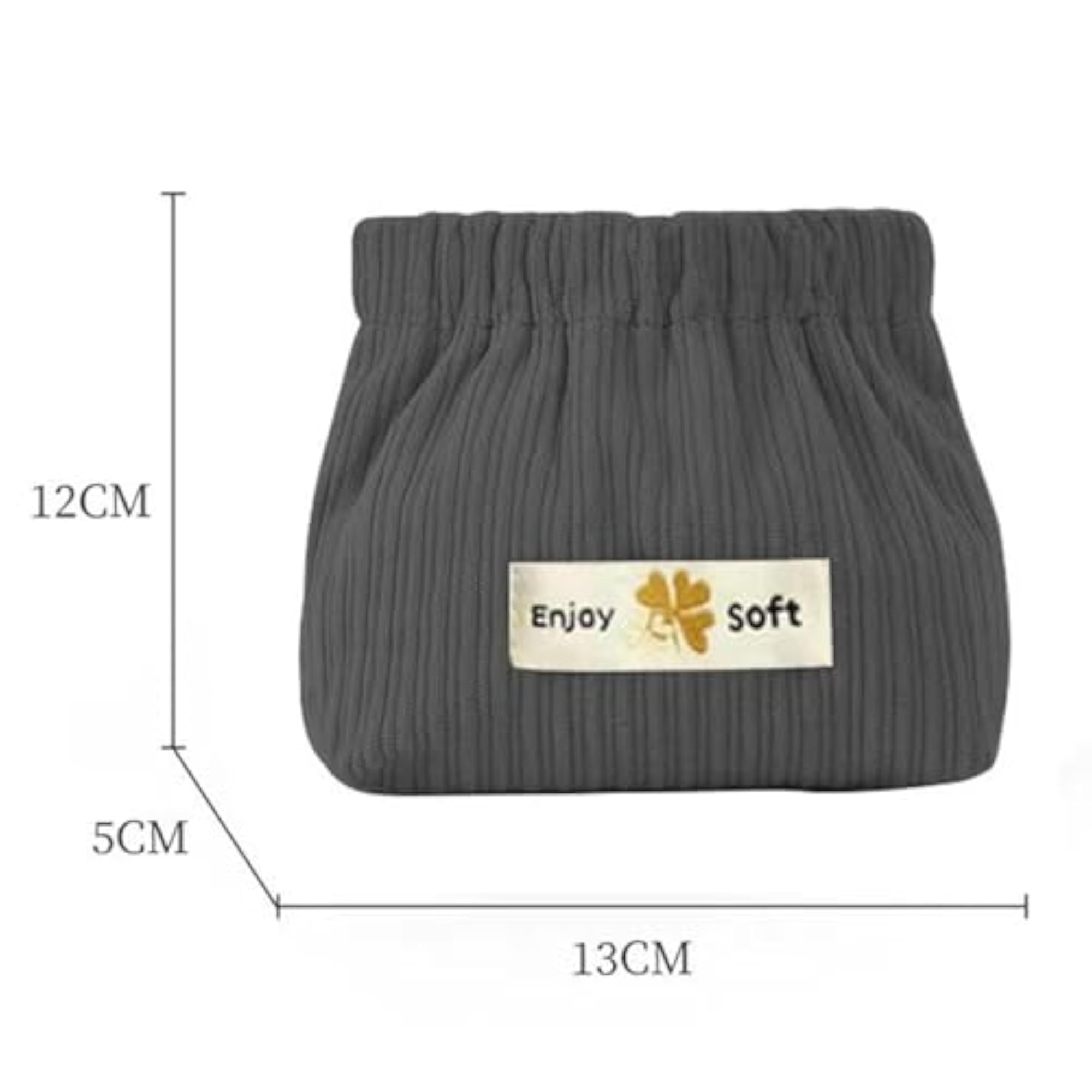 Corduroy Cosmetic Bag for Perfume and Headphones, Dark Grey