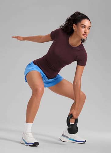 Image of CRZ YOGA Seamless T-Shirt Hip Length | Training, Chafe-Free, Slim Fit, Raglan Sleeves, Mesh Vents, Workout, Short Sleeve Tops for Women