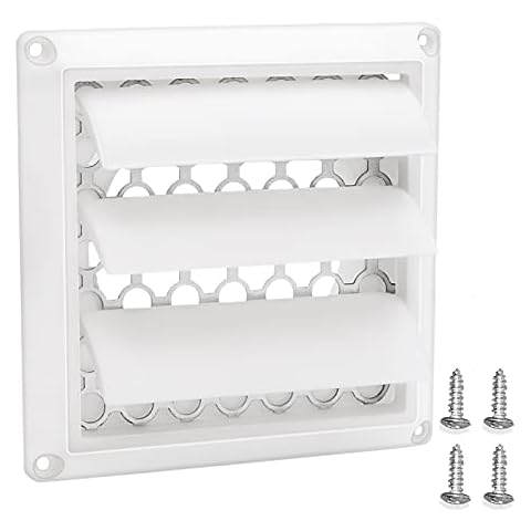 4 Inch Louvered Exhaust Dryer Vent Cover Outdoor Exhaust Cap for 4" Vent Duct Opening - with Aluminum Built-in Pest Guard Screen and Screws by Blutoget Cover