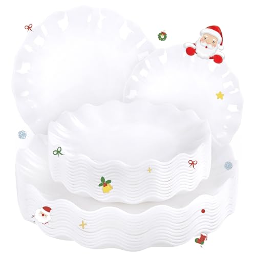 LIYH 24 Pcs White Reusable Plates