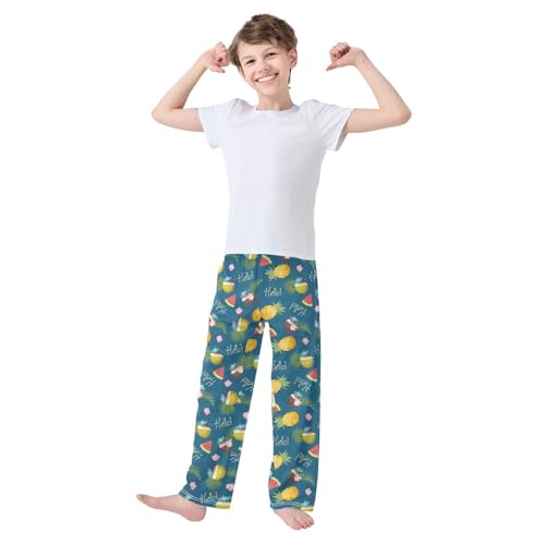 ZZXXB Hello Summer Fruits Boys Long Pants Soft Trousers Elastic Waist Kids Lounge Bottoms with Pockets S-XL2