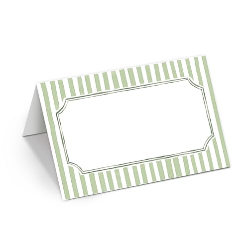 Cartes de placement de mariage vert sauge pour une décoration de table champêtre