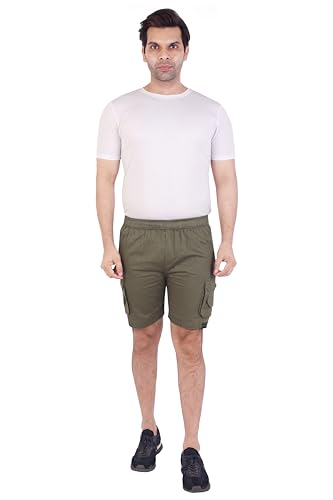 Image of Men Cotton Regular Fit Solid Short | 2 Zipper Pocket | 3 Button Pockets | Versatile Half Pants for Everyday -