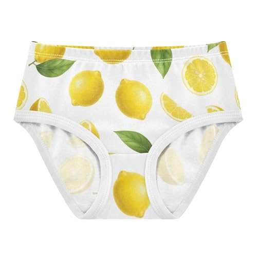 Yellow Lemons Green Leaves White Toddlers Underwear Floral 2t Cotton Girl Panties Cute Bright Undies Kids Briefs