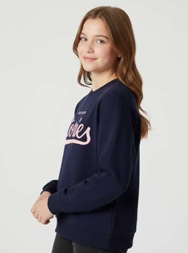 Image of Alan Jones Clothing Cotton Blend Printed Drop Shoulder Crew Neck Sweatshirt For Girls