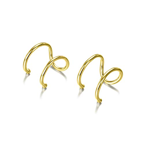 Simple Cuff Cartilage Earring 14K Real Gold Plated Stainless Steel Fake Ear Earring for Girl Women