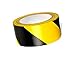 Mivos Ruban d'avertissement à rayures en noir et jaune 50 mm x 25 m / Ruban de marquage au sol / Ruban adhésif d'avertissement autocollant / Ruban de marquage de danger