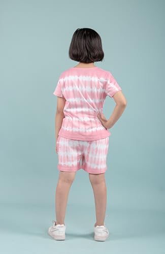 Image of Tweeny Mini Girls Cotton Night Suit | Sleepwear | Nightwear | Tie & Dye Summer Loungewear with Top and Shorts for Kids Girl (Pure Cotton)