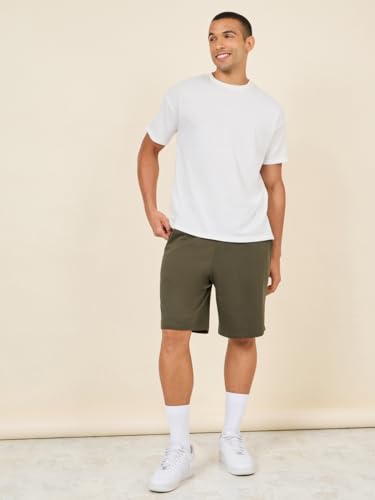 Styli Men Oversized Solid Shorts with Drawstring Waistband XL Olive