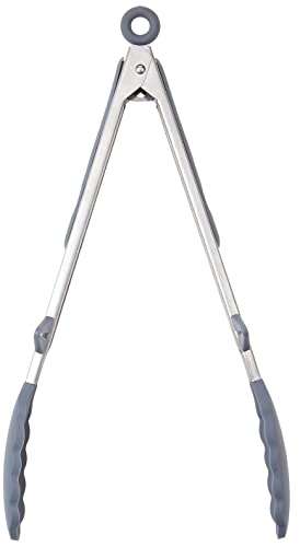 Küchen- Grill- Salatzangen- Set aus Edelstahl, Greifer aus Silikon, 2 Größen für vielfältige Anwendungen beim Kochen, mit Antihaftbeschichtung, mit Silikon- Ofenhandschuh, Zubehör für Hobbyköche-3