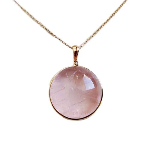 Colgante de cuarzo rosa natural plata de ley 925 cadena de 45 cm joya espiritual gmpd_0288