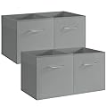 StorageWorks Gray Storage Cubes, 11 Inch Cube Storage Bins with Handle, Cube Storage Organizer Bins for Shelves and Closet, Collapsible Storage Bins, 4-Pack