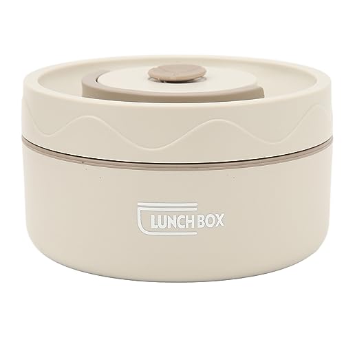 equlup Olla térmica de 420 ml, contenedor térmico de doble capa para almuerzo de 11,5 x 6,5 cm, forma redonda, sellado de alimentos, lonchera cálida para oficina (estilo horno microondas, blanco
