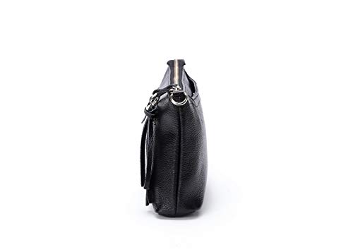 Women's Crossbody Bag Leather Wristlet, Clutch Purse with Tassel, Dark Purple, Large2