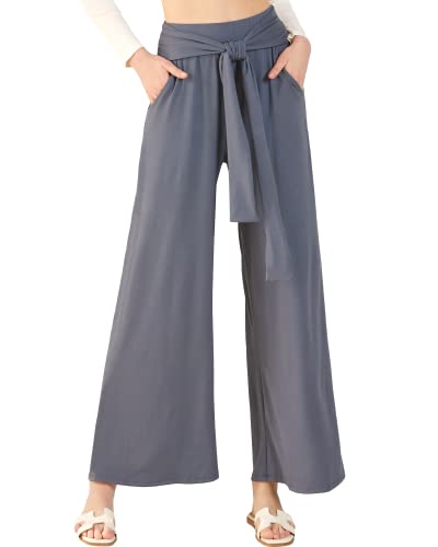 noflik Women's Comfy High Waisted Wide Leg/Bell Bottom Pants with Elastic Waistband