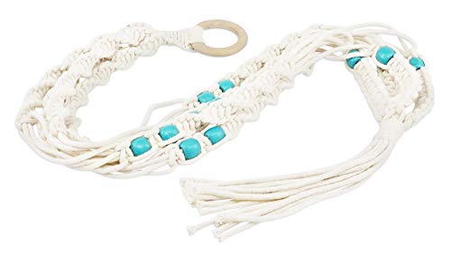 Livalaya Macrame Plant Hanger Hanging Planter - Indoor Outdoor Macrame Plant Holder Cotton Rope Wall Hanging With Turquoise Beads 4 Legs 41 Inch, Us Brand #TOP1