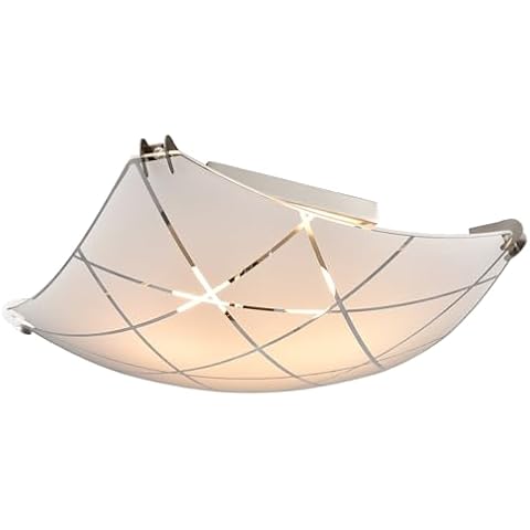CLAXY Modern Ceiling Light Brushed Nickel with Square Curving Shade 2-Light Dimmable Semi-Flush Mount Ceiling Light Cover