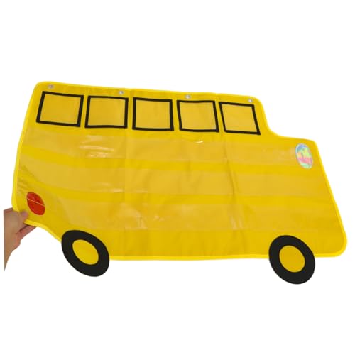 KALLORY Alphabet Pocket Chart for Classroom Wall Hanging School Bus Decor Pockets for Sentence Cards Early Learning Organizer - Image 3