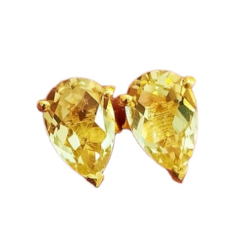Puces d'oreilles en quartz citron en argent doré, le cadeau idéal de style minimaliste