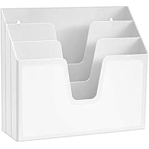 Acrimet Horizontal Triple File Folder Holder Organizer, Open Top Desktop Document Sorter for Letter Size Papers & Folders, Plastic White
