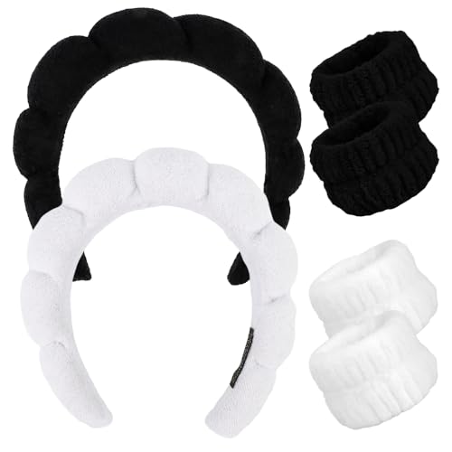 FASOTY Spa Headband for Women Sponge Clouds Soft Headband for Washing Face Hairband for Women Girls Shower Makeup Skincare Non Slip Thick Hair Accessory for Face Washing, Mask, Skin Treatment