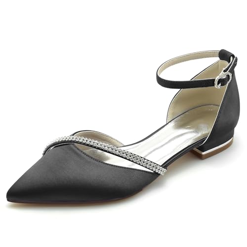 Chaussures plates de mariage en satin FGRID et escarpins d'exception à strass