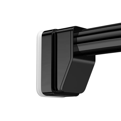 No-Drill Curtain Rod for Gazebo Telescopic 40-500cm Tension Rod Ø33mm Stainless Steel Clamp Rod for Living Room & Bathroom Black 110-190cm - Versatile &