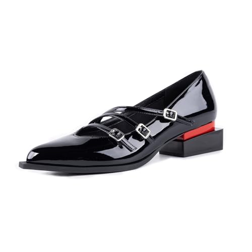 Image of LingxiaUne Green Dress Shoes for Women Fashion Forward Elegant Dressy Womens Pumps and Loafers with Low Chunky Heel and Sleek Pointed Toe Design Fashion Forward Size 9.5