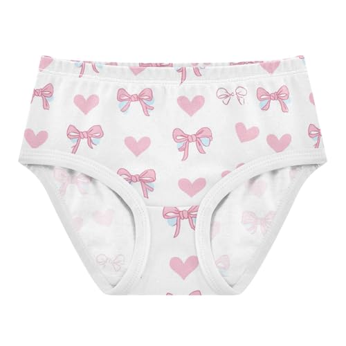 Wusikd Pink Ribbon Bow Heart Girls' Underwear Cotton Girls Briefs Soft Toddler Underwear 2T