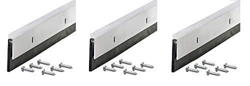 Image of M-D Building Products 68247 All Season Aluminum Door Sweep for Bottom of Door,Heavy Duty Rubber Seal,Exterior&Interior Weather Stripping Bottom Doors Seal,Commercial&Residential,Silver,36 inch,(Pack of 3)