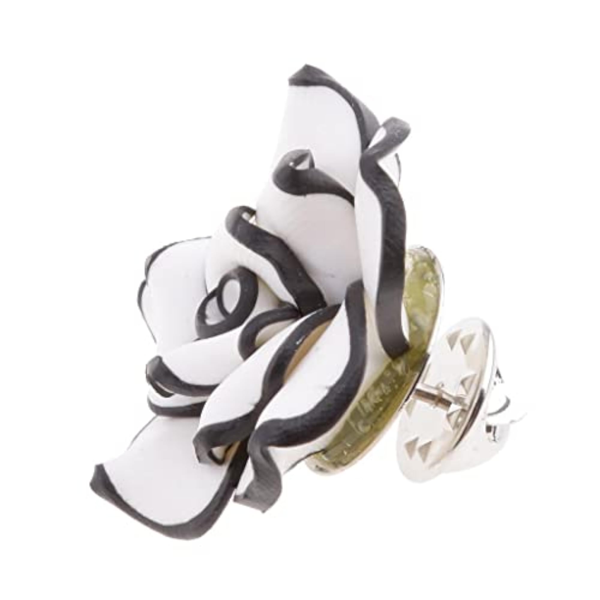 Handmade White Polymer Clay Flower Brooch with Box