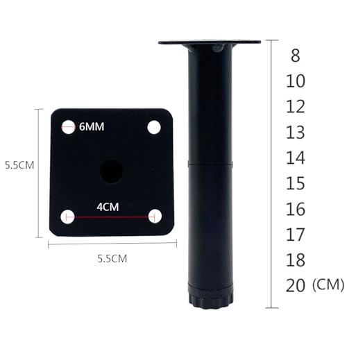 Gambe regolabili per mobili in metallo, set di 4 gambe di ricambio per divano, TV, scrivania, tavolo, altezza 8 cm, in acciaio robusto, facile installazione con viti
