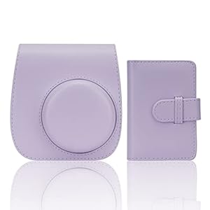 Instant Camera Case Compatible with Fujifilm Instax Mini 11/9/8/8+ PU Leather Bag with Pocket and Adjustable Shoulder Strap Mini Photo Album, Purple, Instax Camera Case