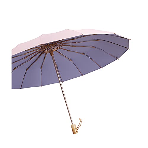 Parapluie de voyage violet à 16 baleines avec poignée en bois chic