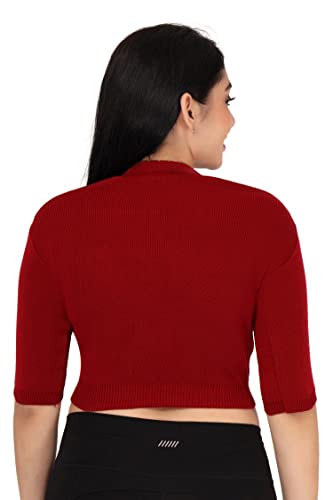 Image of Women Winter Wear V-Neck Half Sleeves Regular Fit Woollen Blouse