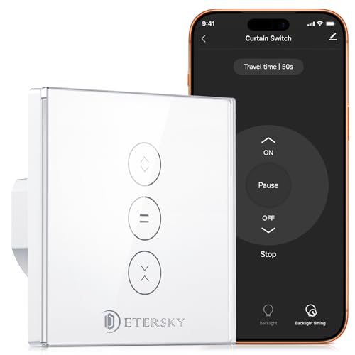 【LED Controlable】Wifi Interruptor Persiana, Etersky Interruptor Táctil Inteligente WiFi Controlable De APP Y Voz, Compatible Con Alexa/Google Home Con Temprizador Para Motor Persiana Tubular