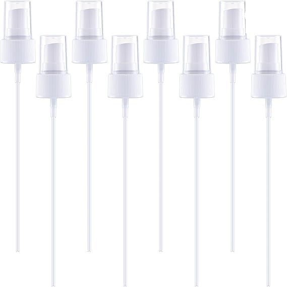 ROMARA 8 Pcs Spray Bottle Top 24mm Nozzle Sprayer Tops Replacement, Fine Mist Spray Caps with 5.9" Dip Tube, Plastic Sprayer Pump for Essential Oil, Cleaning Solutions (24/410 Cap Size)-picture-24