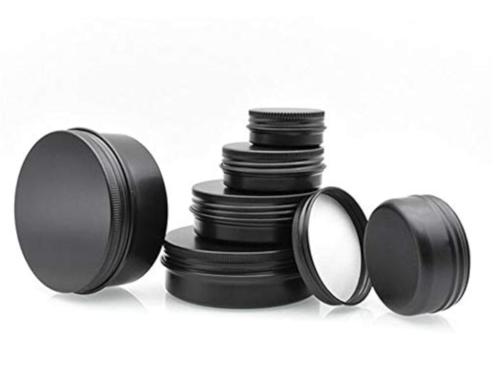 18 Pack Black Aluminium Metal Tin Containers