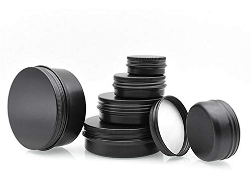 3 oz.Tins Black Aluminum Metal Tin Round Screw Top Lid Containers Jars Metal Storage Tin Jars Aluminum Tin Cans Travel Storage Tins,for Lip Balm DIY Cosmetics Salves, 3oz./3 Ounce/90 ML,18 Pack3