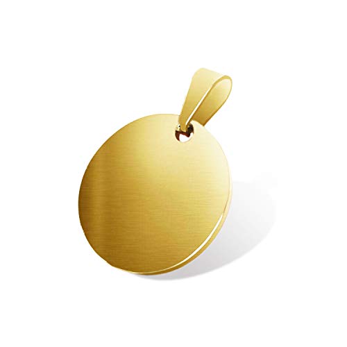 TSJ Stamping Blanks Gold Round Metal Charms 10 Pack, Stainless Steel Blank Stamping Tags with Hole, 1 Inch (25mm) Punched Circle Disc