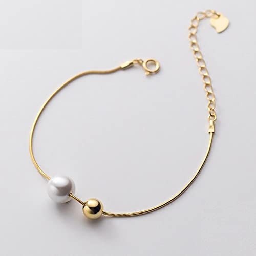 Bracelet argent sterling 925 femmes perles chaîne serpent bijoux fins mariage S925 CXYWBD