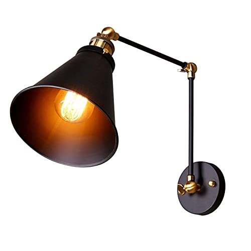 Lámpara de Pared para baño, lámpara de Pared Ajustable Retro, lámpara de Pared de Brazo Largo oscilante, iluminación de Pared Industrial Antigua Negra, lámpara de Lectura, luz de Marco de e